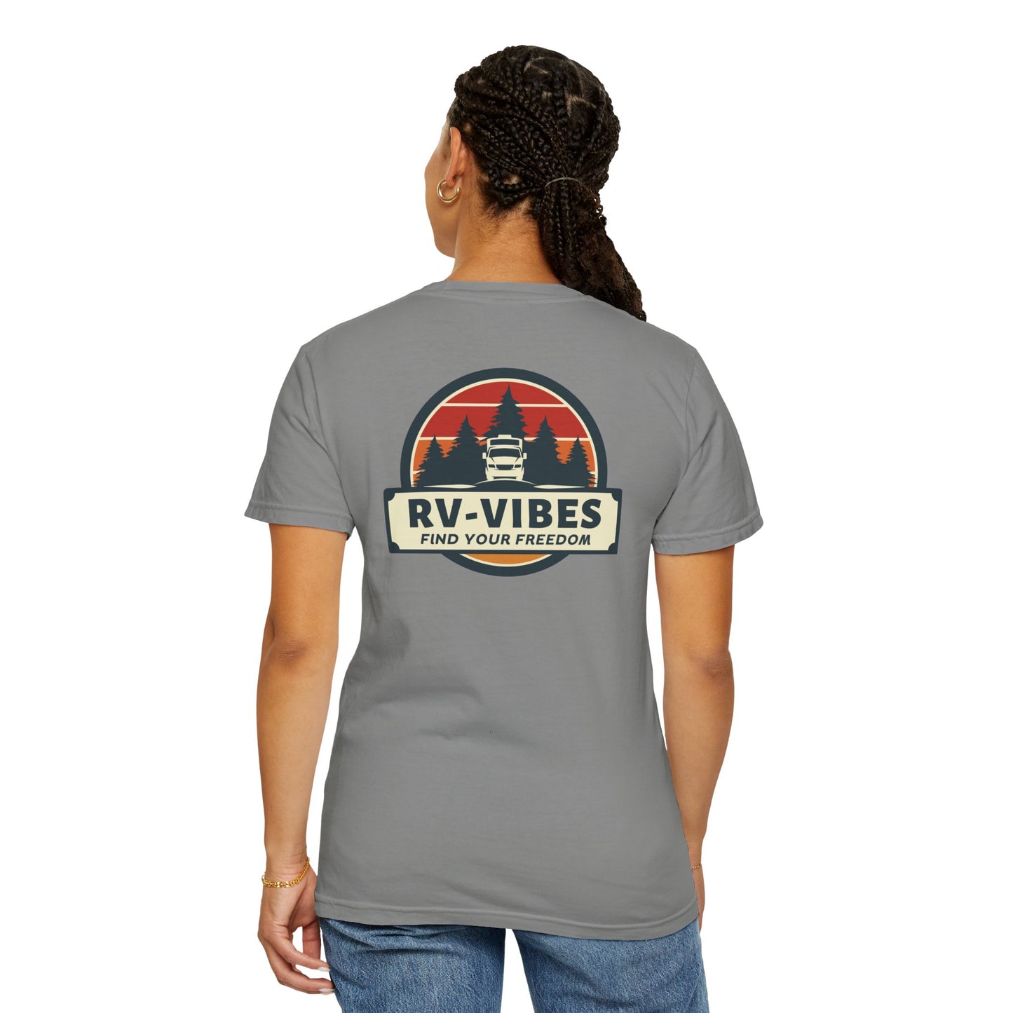RV-Vibes Logo on back of Unisex T-shirt