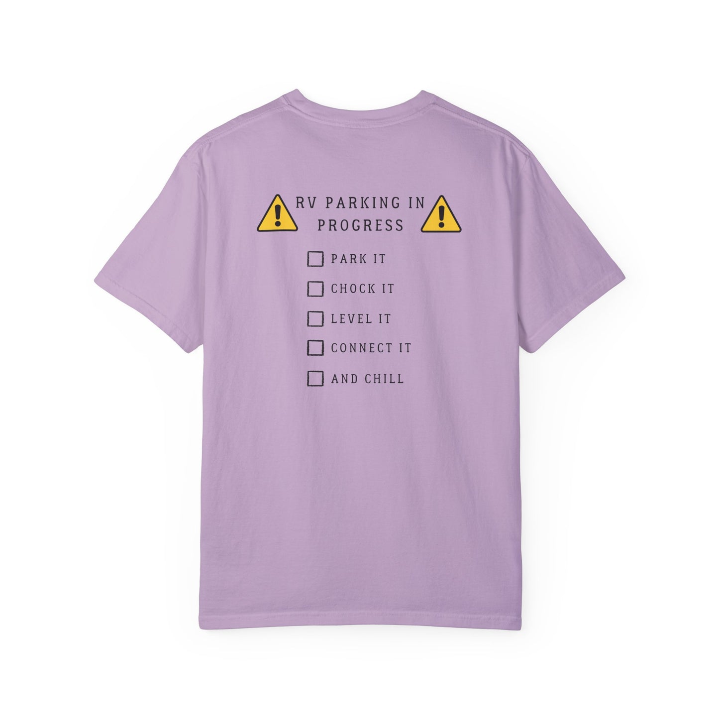 RV Parking In Progress Do Not Disturb, logo on back, Unisex Tee