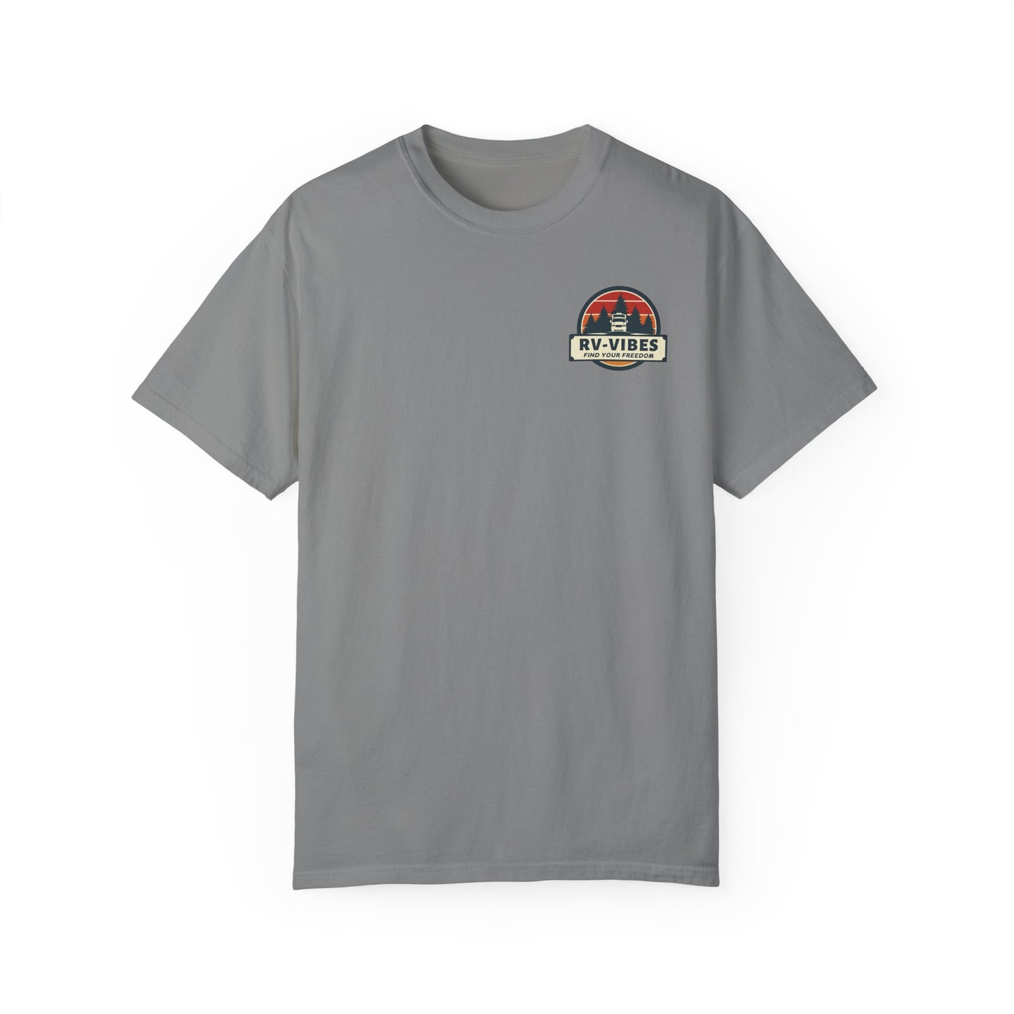 Find Your Freedom, Just Camp - logo on back of Unisex T-Shirt
