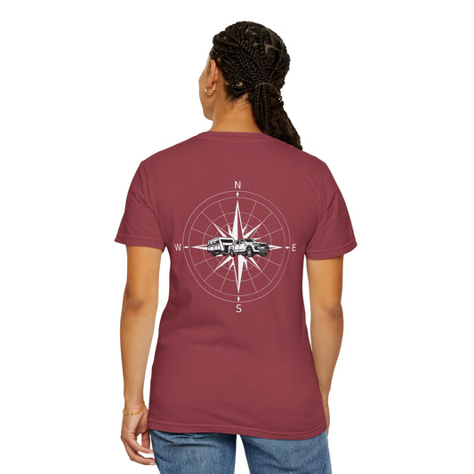 Adventure Compass, back logo on Unisex T-shirt