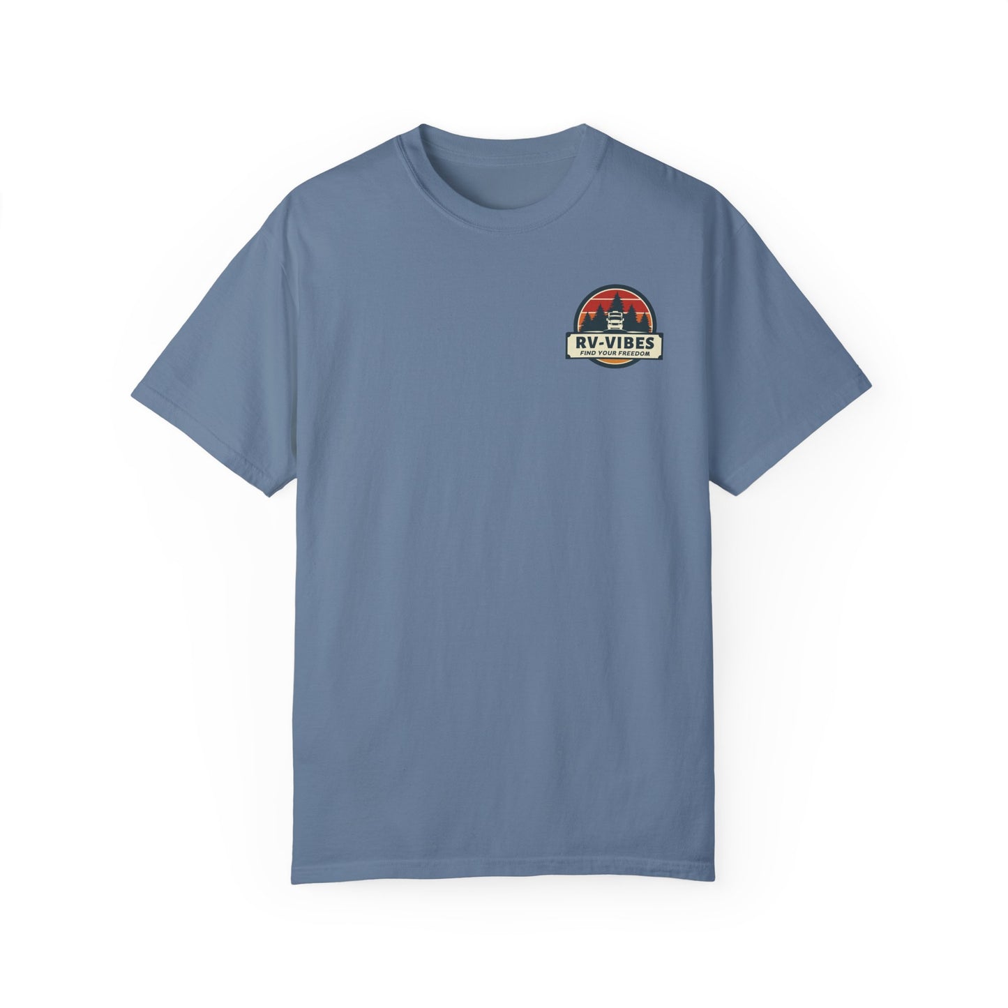 Find Your Freedom, Just Camp - logo on back of Unisex T-Shirt