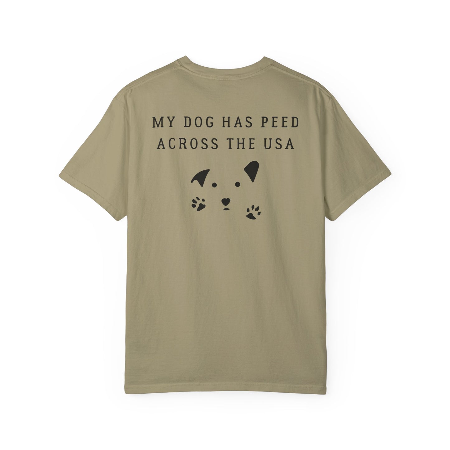 Dog Pee Across USA, back logo on Unisex T-shirt