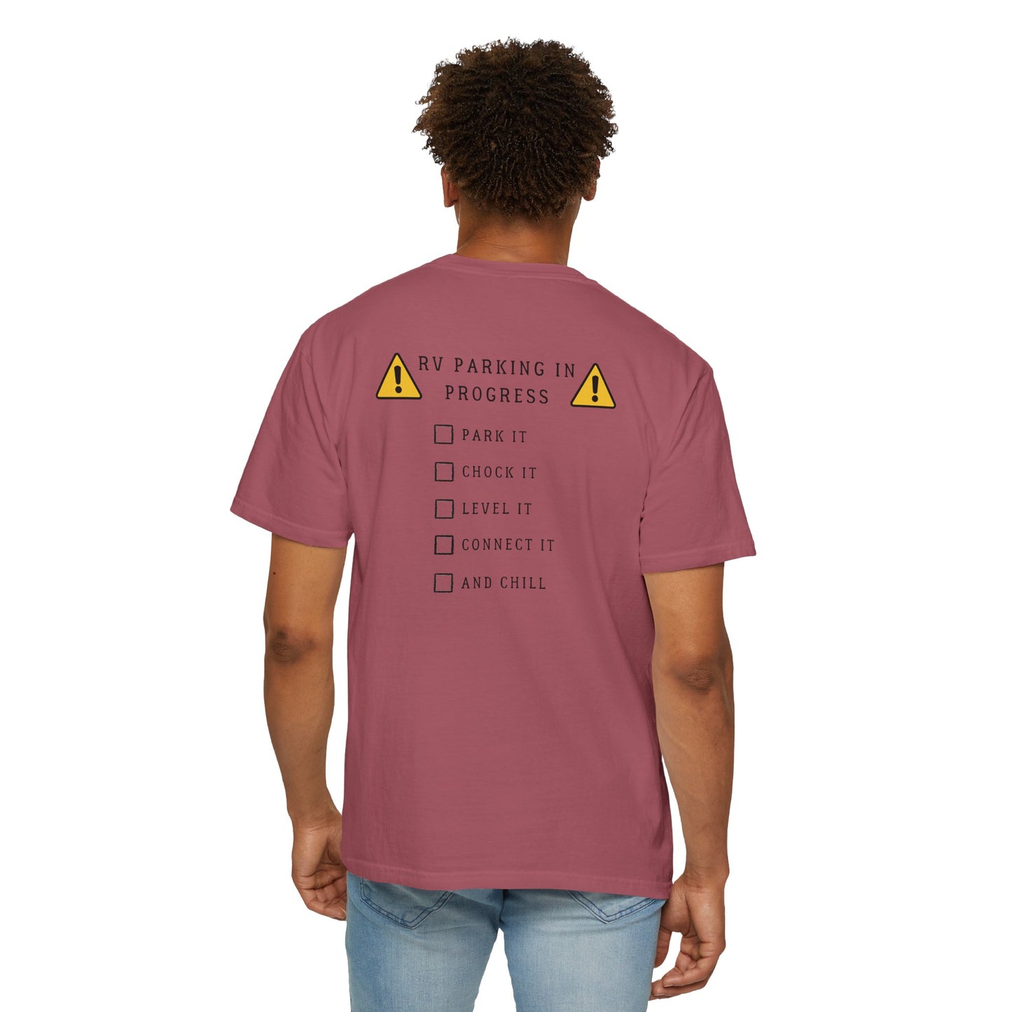 RV Parking In Progress Do Not Disturb, logo on back, Unisex Tee