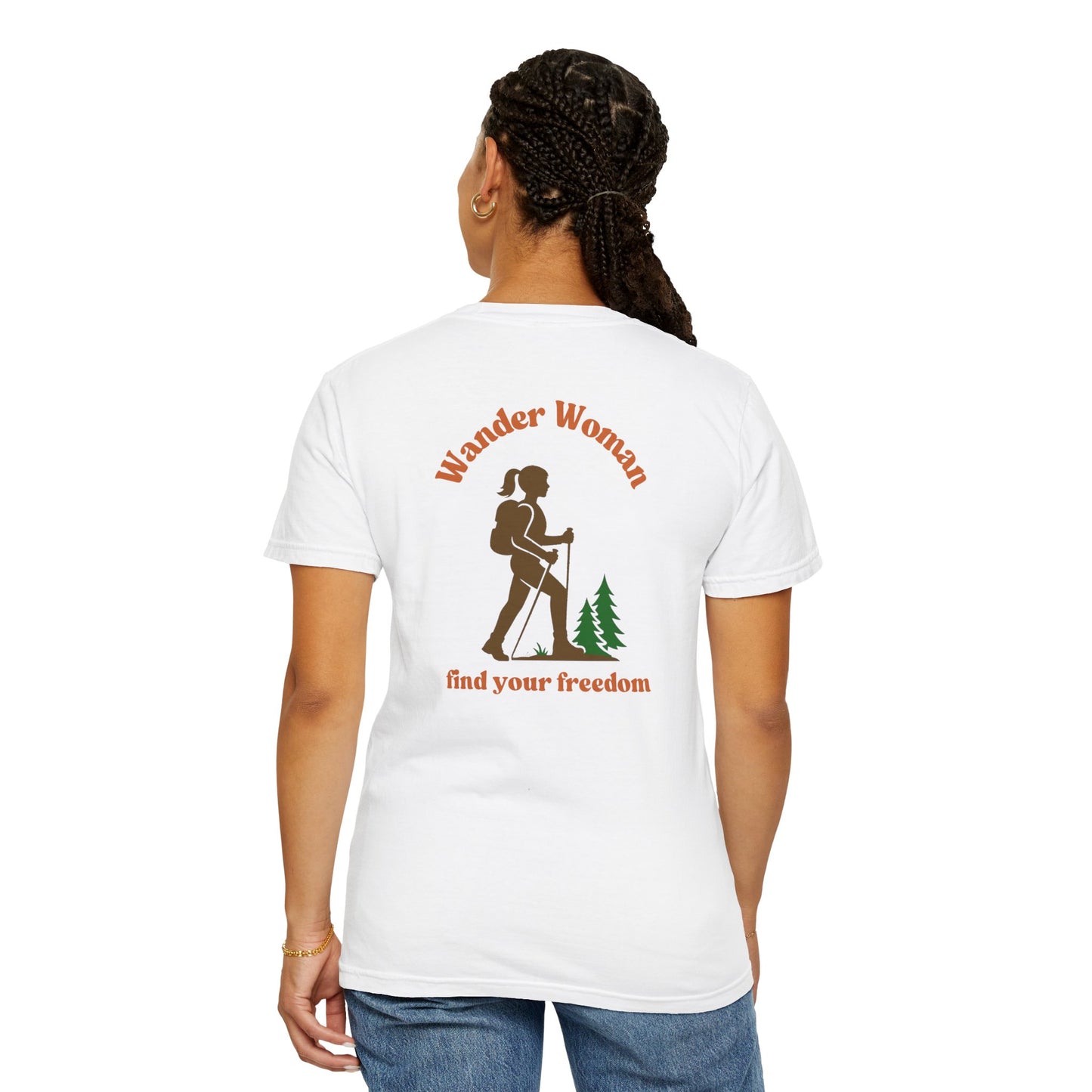 Wander Woman - Find Your Freedom in Nature, back logo tee