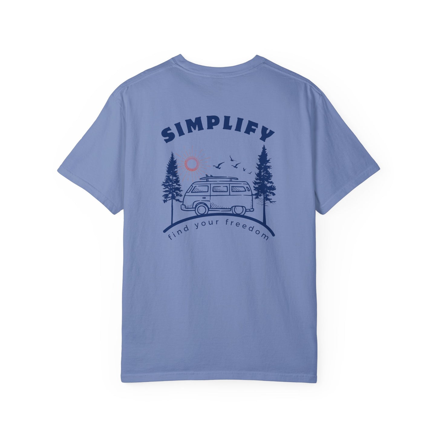 Simplify, Find Your Freedom, and Get Out There, Back Logo Unisex Tee