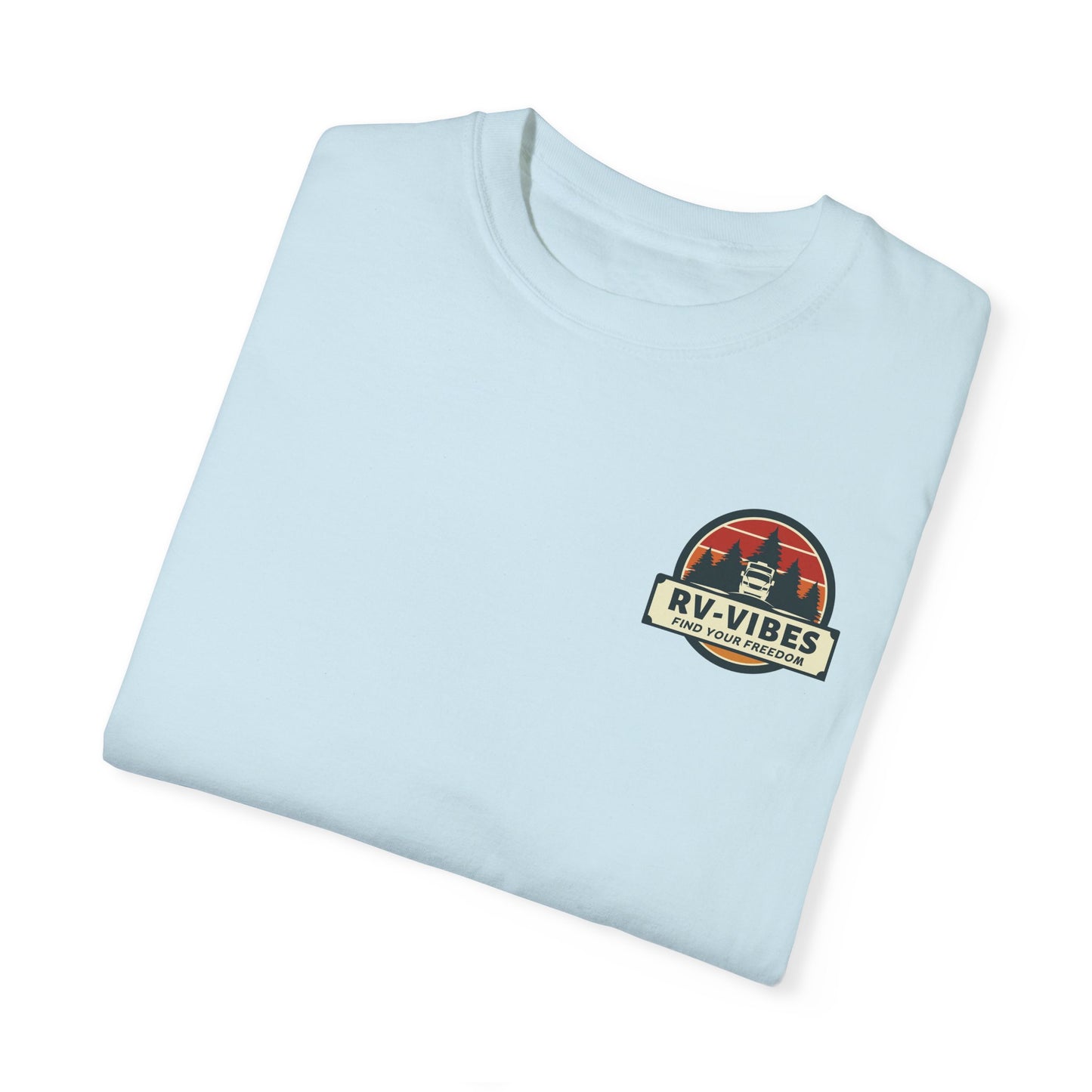 Find Your Freedom, Just Camp - logo on back of Unisex T-Shirt