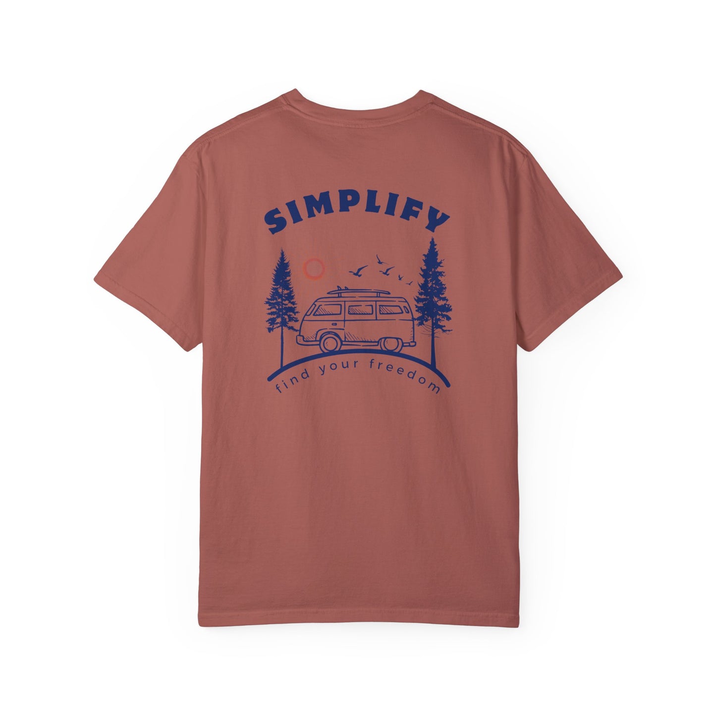 Simplify, Find Your Freedom, and Get Out There, Back Logo Unisex Tee