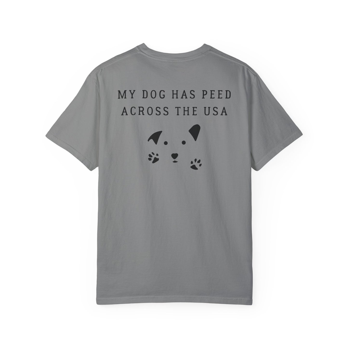 Dog Pee Across USA, back logo on Unisex T-shirt