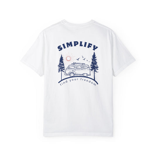 Simplify, Find Your Freedom, and Get Out There, Back Logo Unisex Tee
