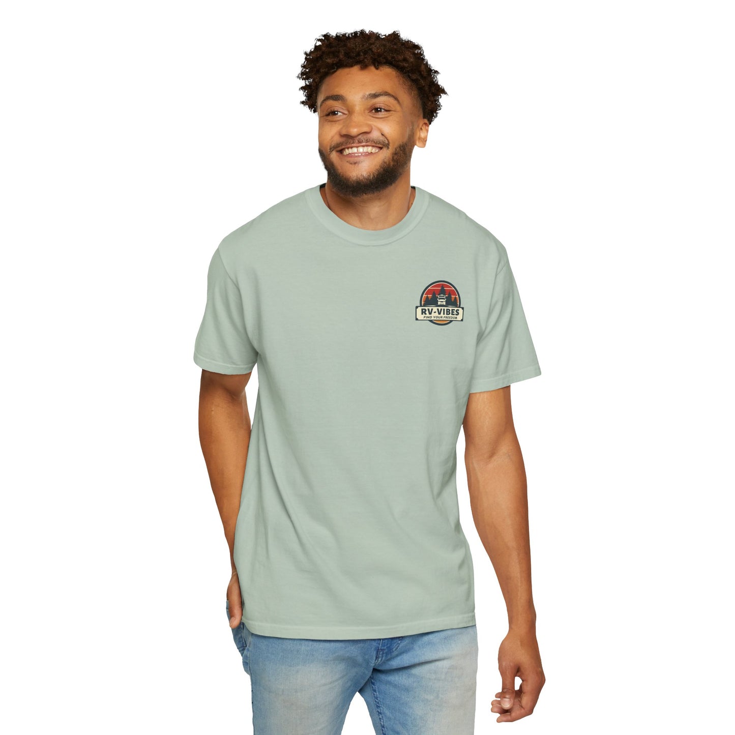 Sasquatch Zen RV Life, on back of Unisex T-Shirt
