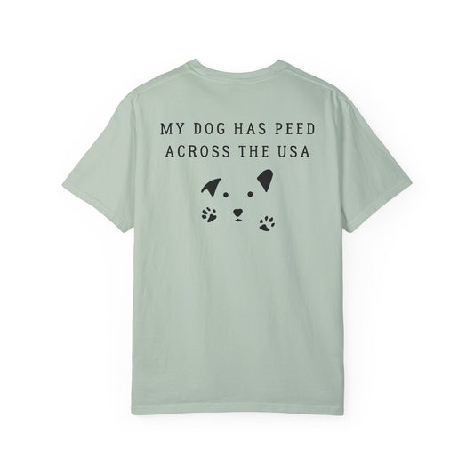 Dog Pee Across USA, back logo on Unisex T-shirt