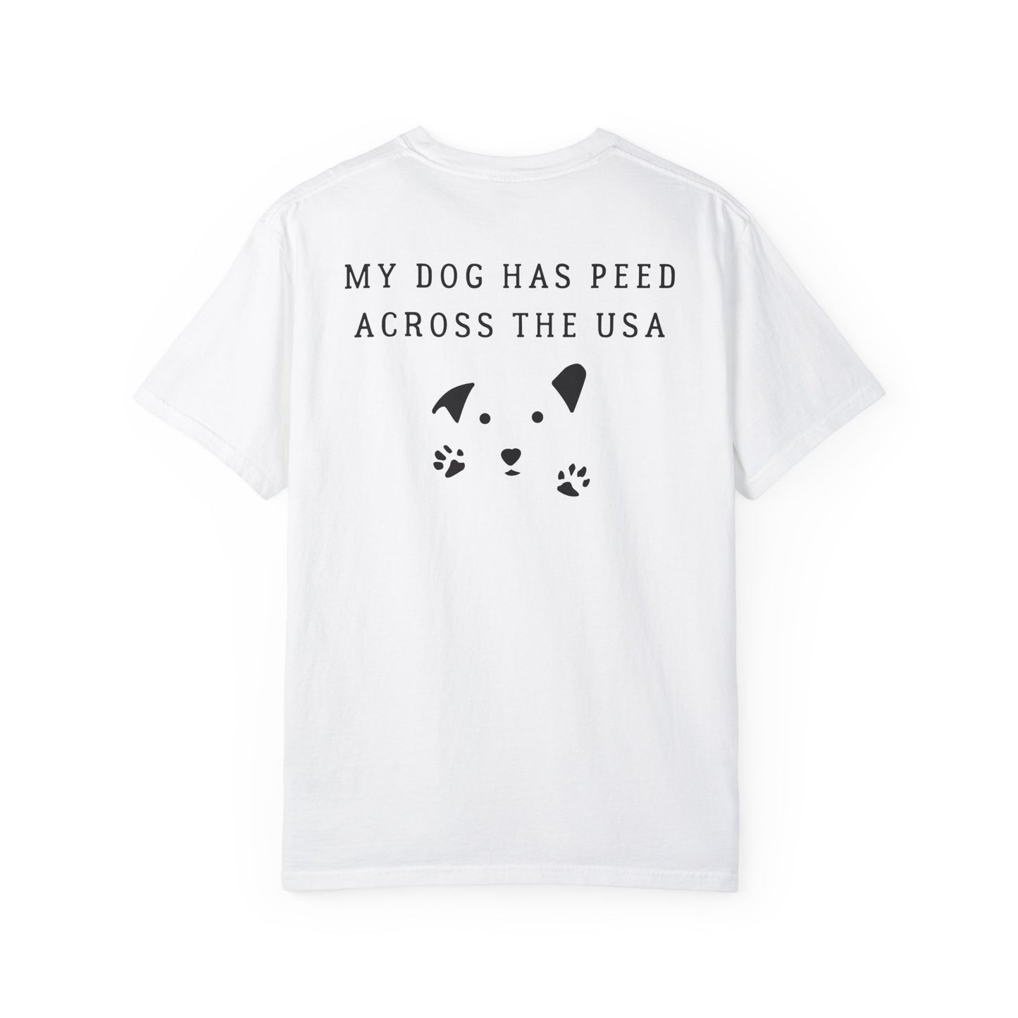 Dog Pee Across USA, back logo on Unisex T-shirt