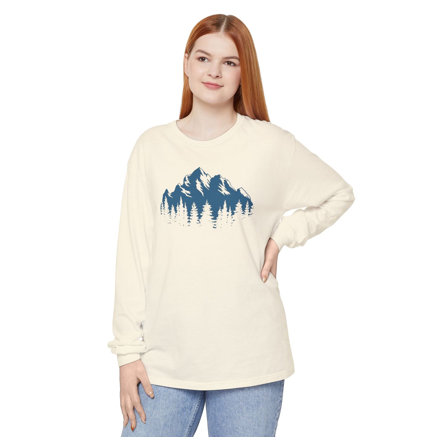 Mountain Freedom Long Sleeve, logo on front of Unisex T-Shirt