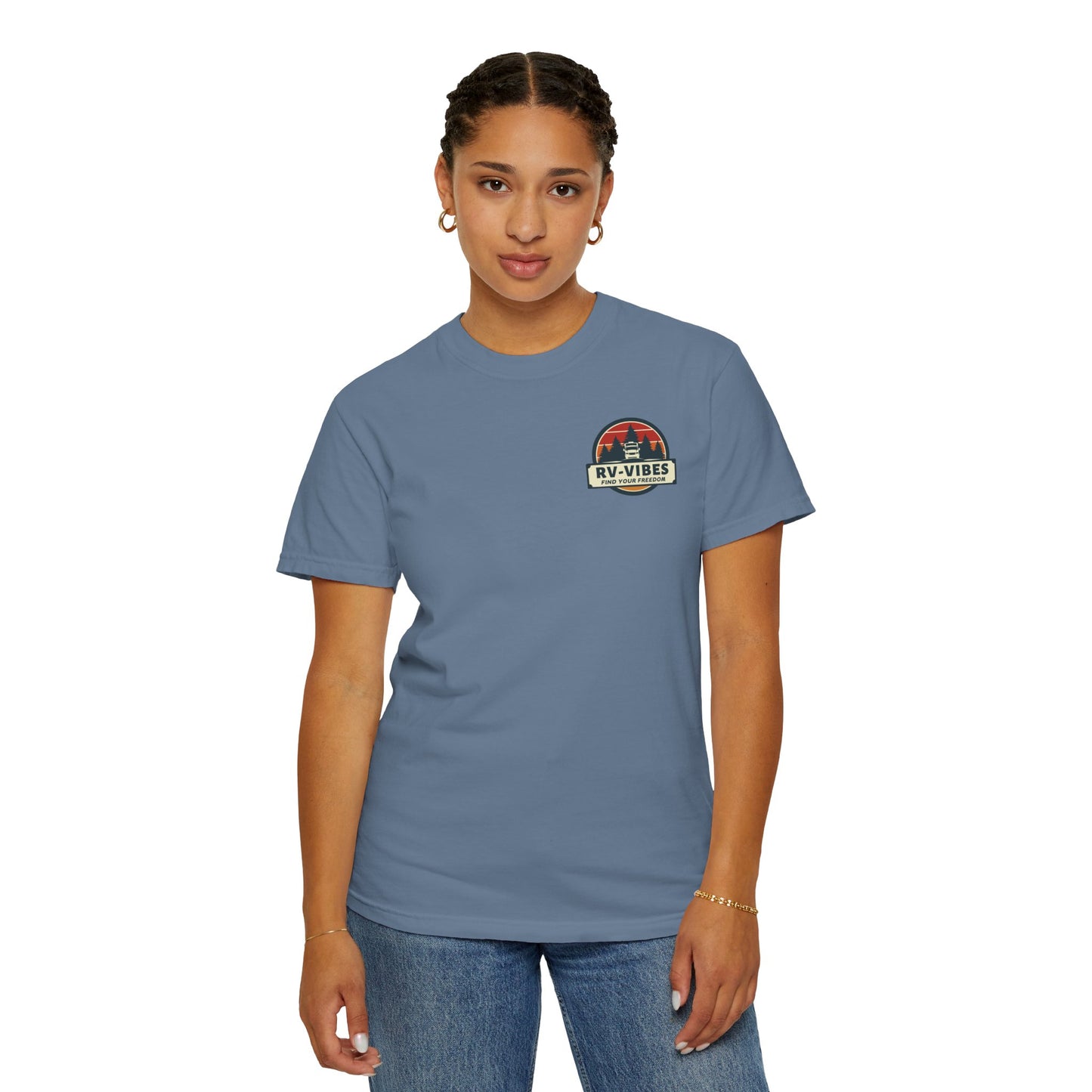 Sasquatch Zen RV Life, on back of Unisex T-Shirt