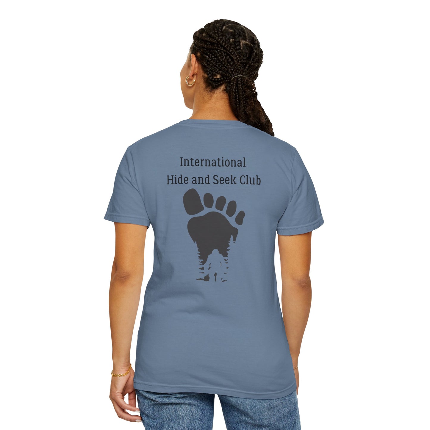 Sasquatch RVers on back of Unisex T-shirt