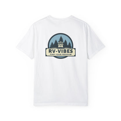 RV-Vibes logo on back of Unisex T-Shirt