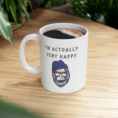 Mug - I'm Actually Very Happy Fun Reminder 11oz 15oz Ceramic Mug
