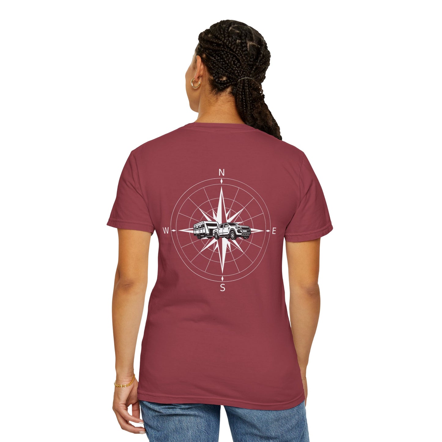 Adventure Compass, back logo on Unisex T-shirt
