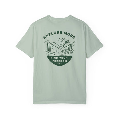 Explore More Unisex T-shirt - Find Your Freedom, Back Logo