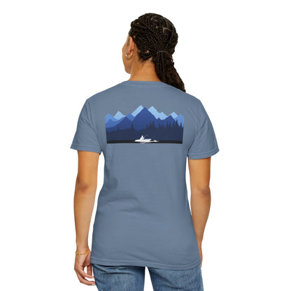 Mountain Lakes Fishing, on back of Unisex T-shirt