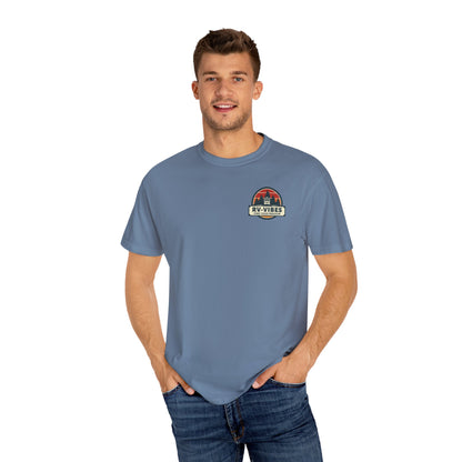 Find Your Freedom, Just Camp - logo on back of Unisex T-Shirt