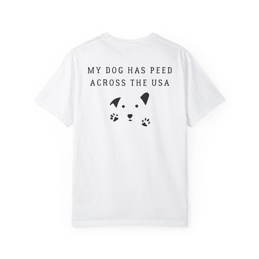 Dog Pee Across USA, back logo on Unisex T-shirt