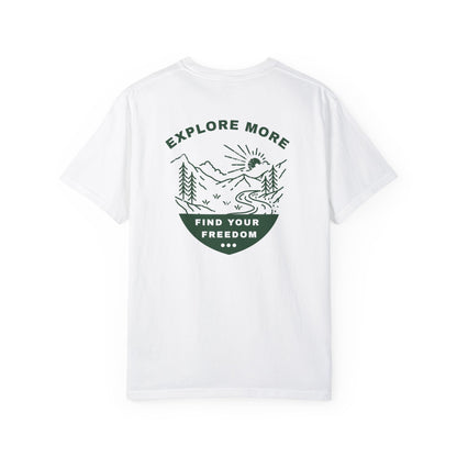 Explore More Unisex T-shirt - Find Your Freedom, Back Logo